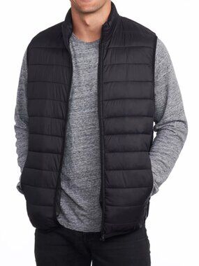 Alpine Swiss Men's Black Clark Sleeveless WP Packable Puffer Vest Size M
